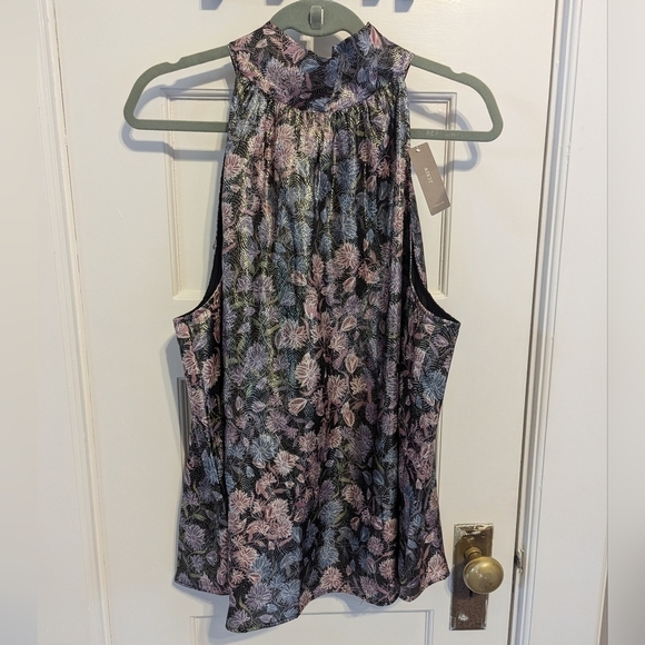 New J. Crew Collection Top Size 2X Plus Tie Neck Plus Blouse Metallic - Picture 1 of 6